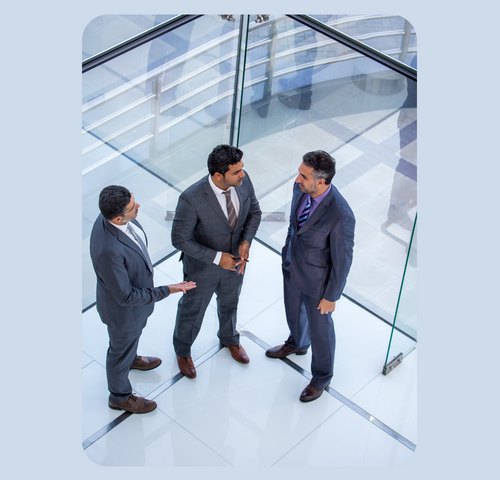 3 business men talking about E&O Claim Bubble